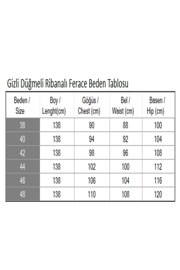 Gizli Düğmeli Ribanalı Ferace Bej 19214