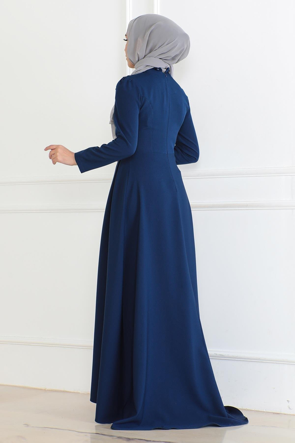 İnci Detaylı Elbise İndigo 6121