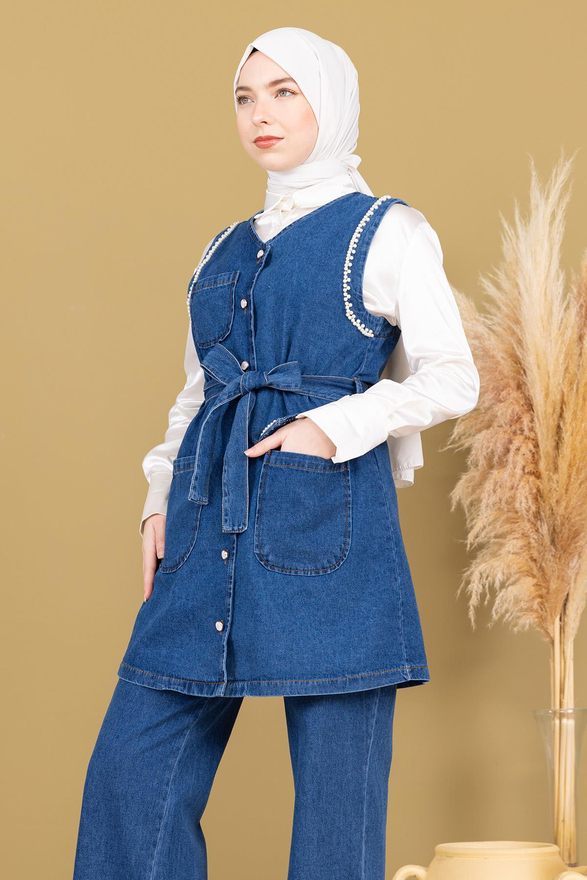 İnci Detaylı İkili Kot Takım Açık Mavi 19245