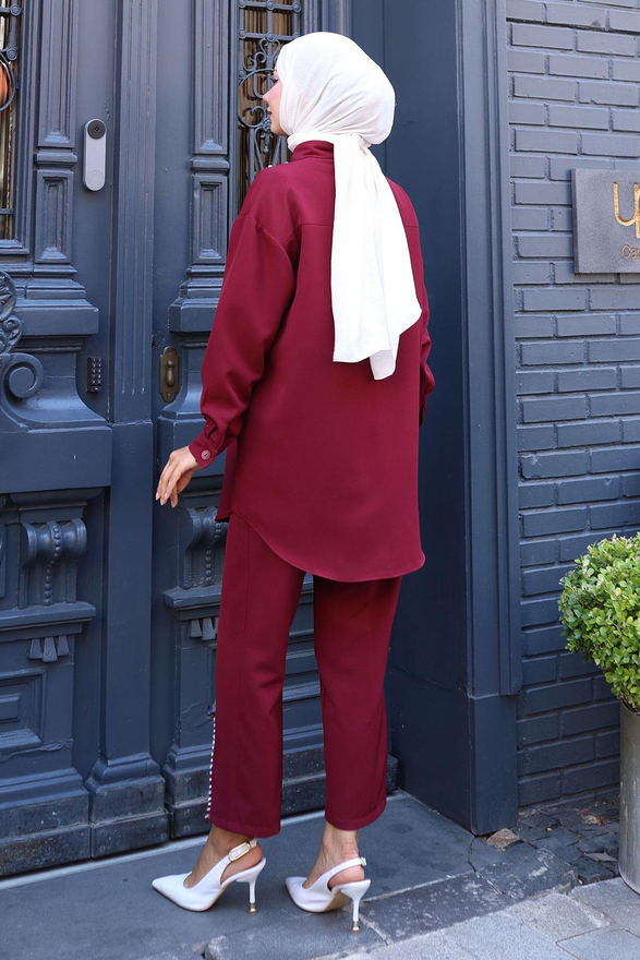 İnci Detaylı Takım Bordo 19259