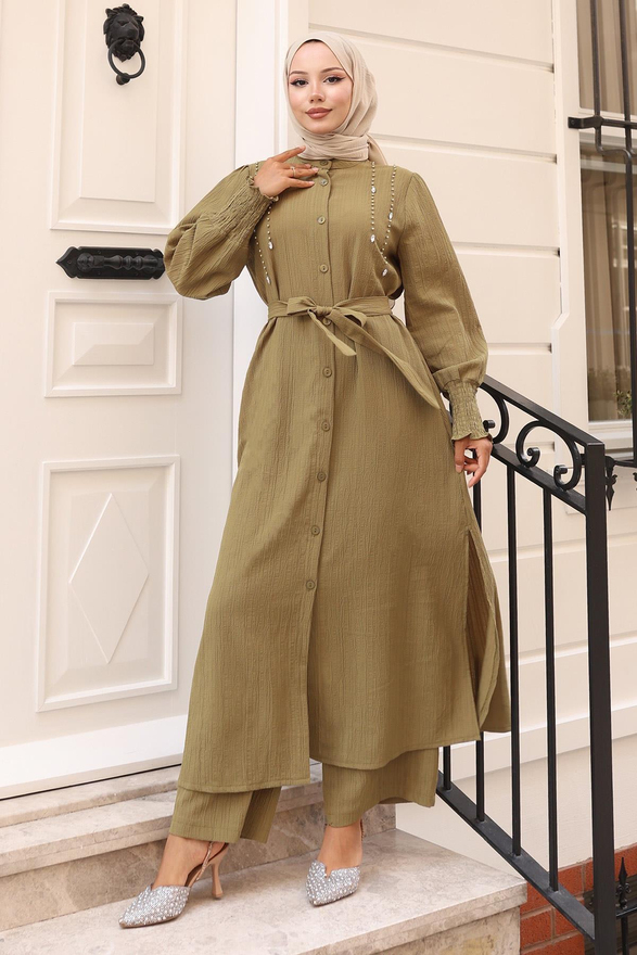 İnci Detaylı Takım Haki 19360