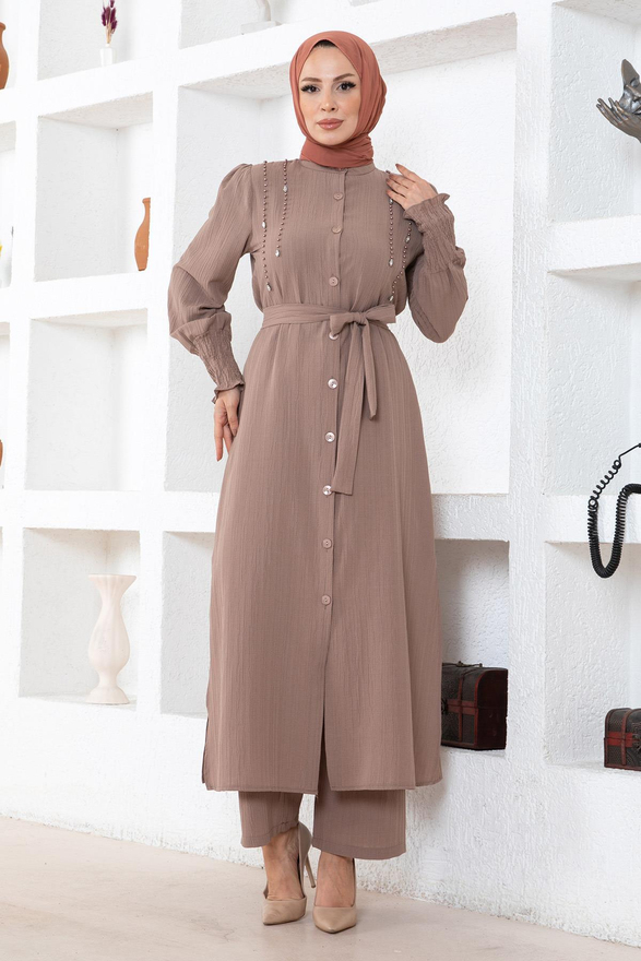 İnci Detaylı Takım Vizon 19360