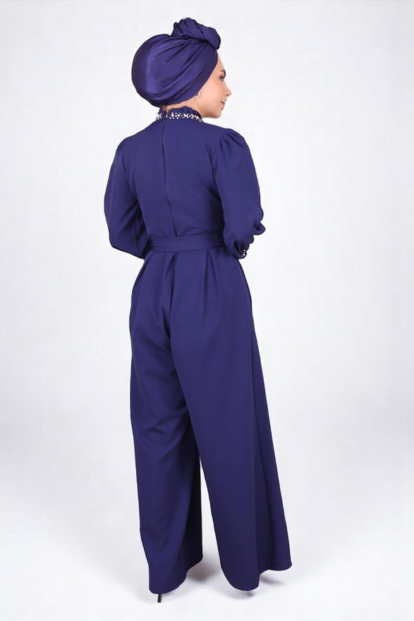 İnci Detaylı Tulum Elbise İndigo MSW19152-2