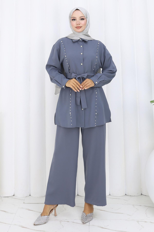 İncili Kuşaklı İkili Takım Gri 19265