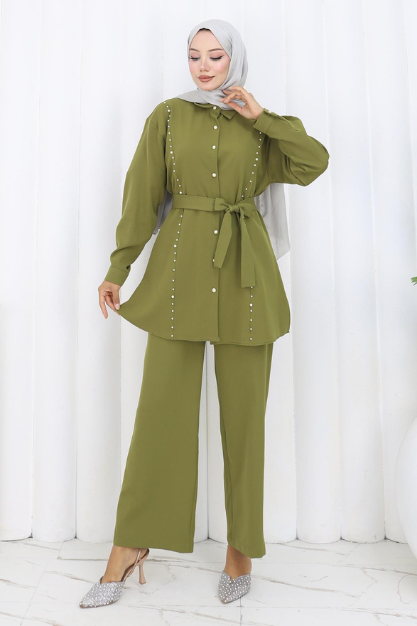 İncili Kuşaklı İkili Takım Haki 19265