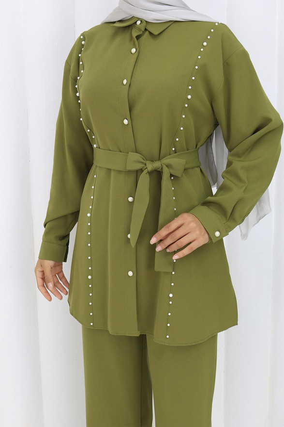 İncili Kuşaklı İkili Takım Haki 19265