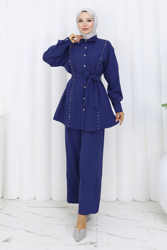 İncili Kuşaklı İkili Takım İndigo 19265