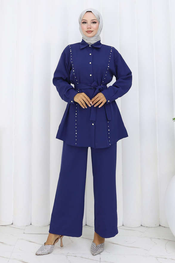 İncili Kuşaklı İkili Takım İndigo 19265