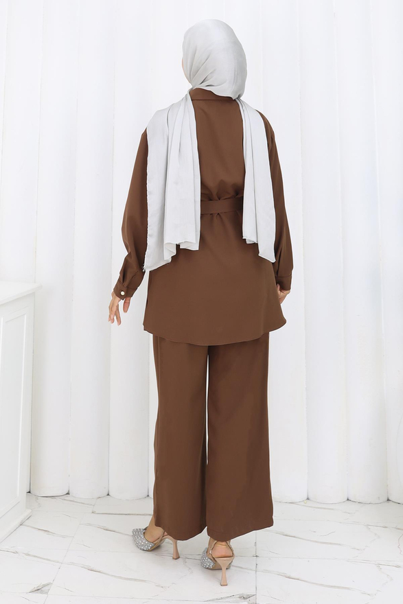 İncili Kuşaklı İkili Takım Kahverengi 19265