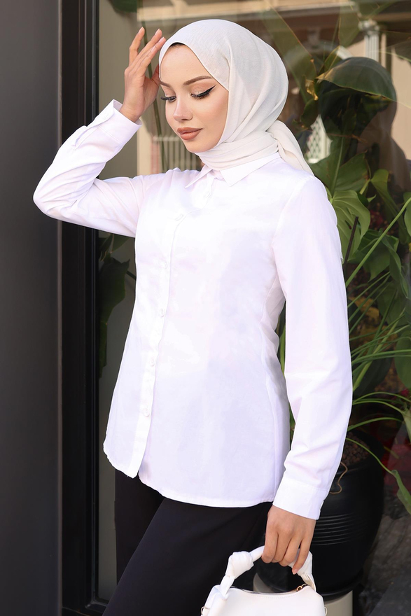 Kadın Gömlek Beyaz 19258