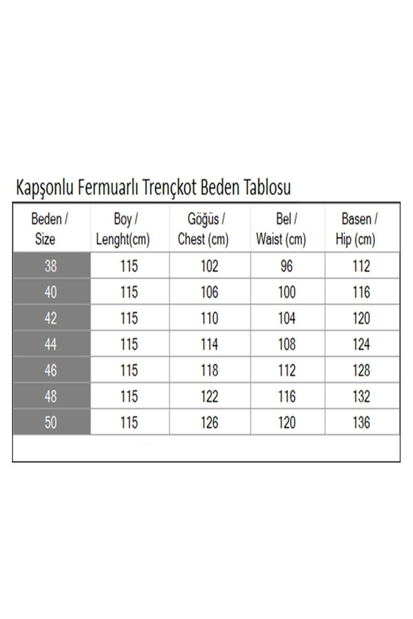 Kapşonlu Fermuarlı Trençkot Haki 19205