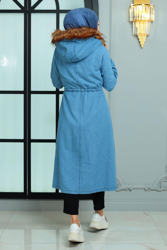 Kapşonlu Kot Mont Açık Kot 19173