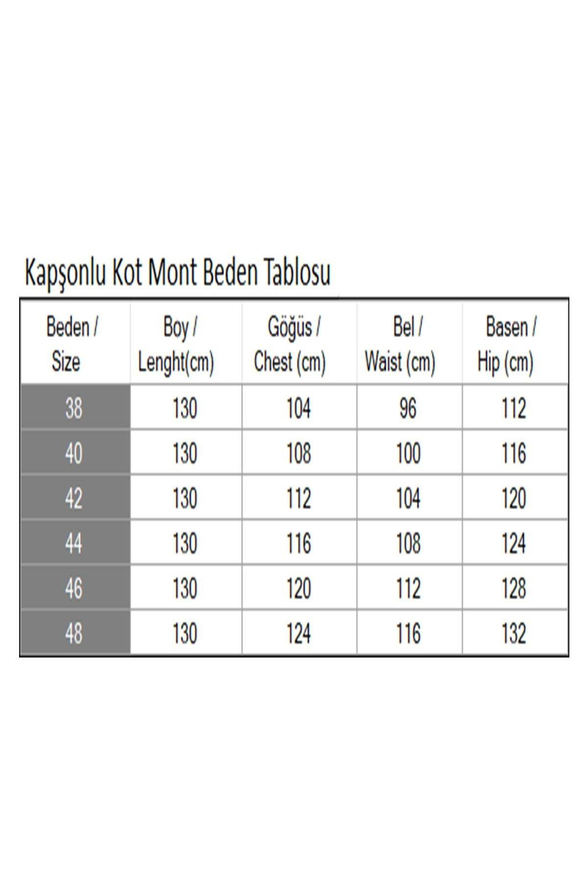 Kapşonlu Kot Mont Açık Mavi 19230
