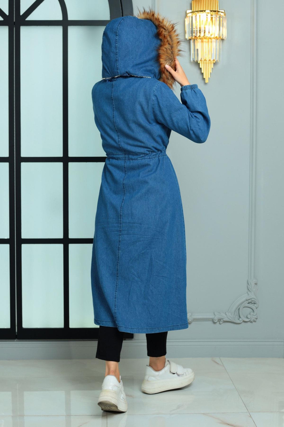 Kapşonlu Kot Mont Koyu Kot 19173