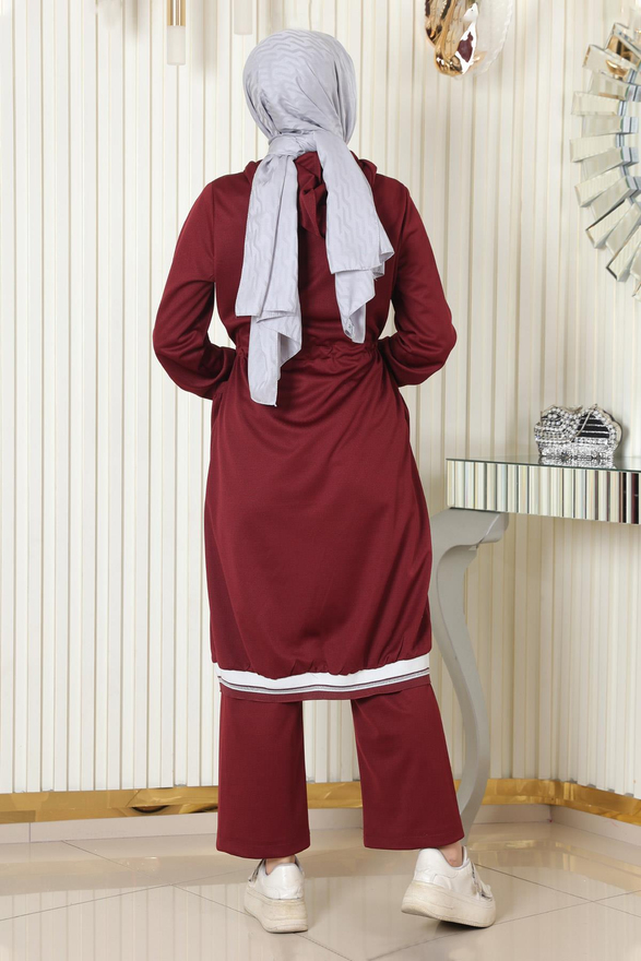 Kapşonlu Ribanalı Takım Bordo MSW19196-2