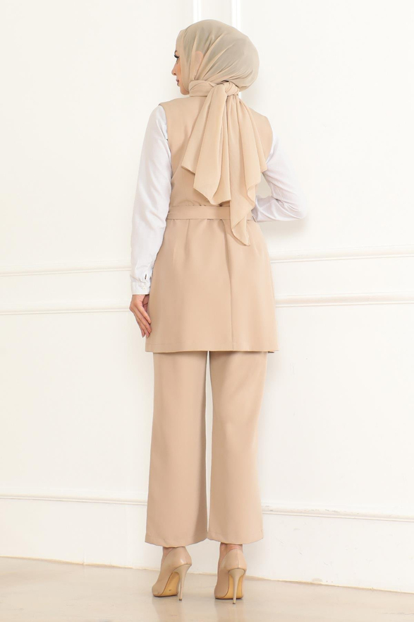 Kemer Detaylı İkili Takım Bej 19232