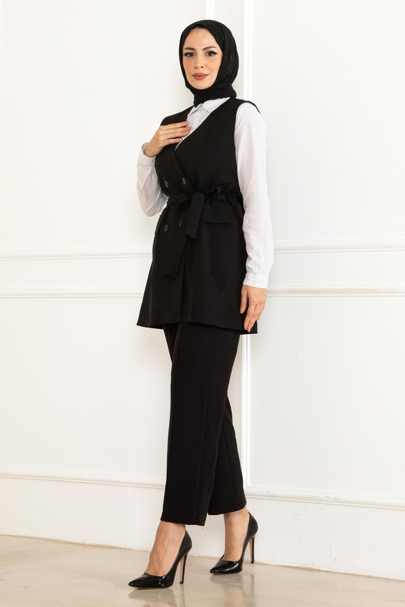 Kemer Detaylı İkili Takım Siyah 19232