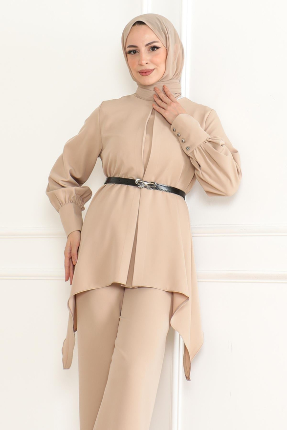 Kemer Detaylı Takım Bej MSW19001-5