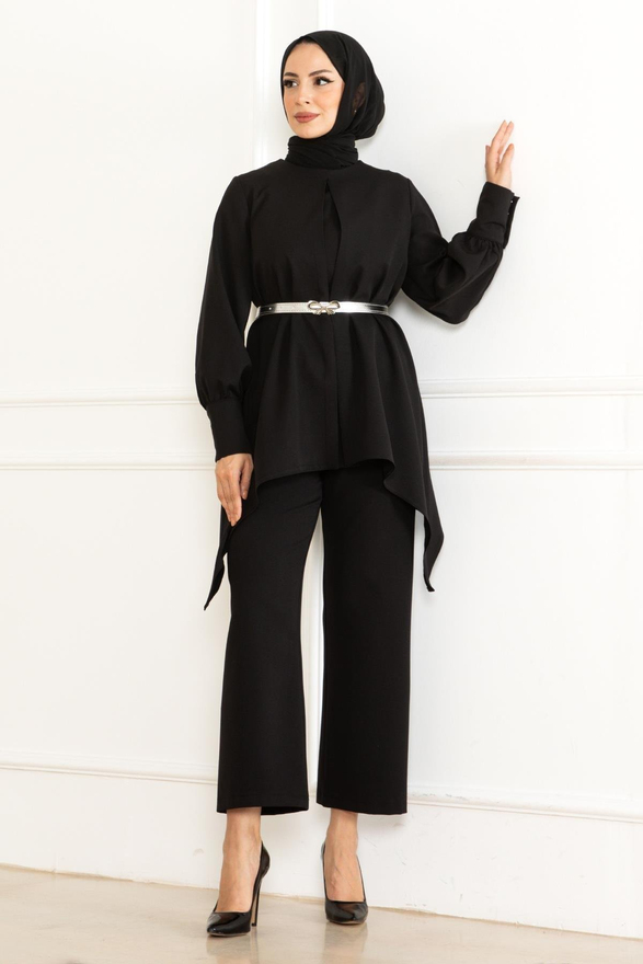 Kemer Detaylı Takım Siyah MSW19001-1