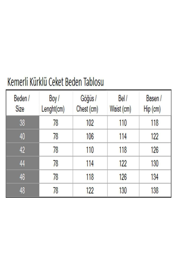 Kemerli Kürklü Ceket Siyah 19278