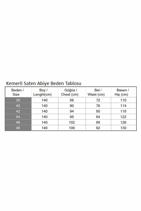 Kemerli Saten Abiye Mavi 19191