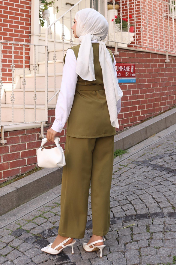 Kemerli Yelek Pantolon Takım Haki 19250