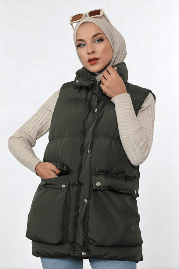 Körüklü Şişme Yelek Haki 9470