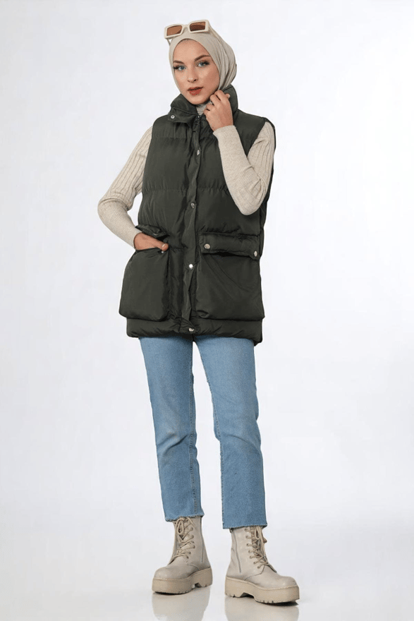 Körüklü Şişme Yelek Haki 9470