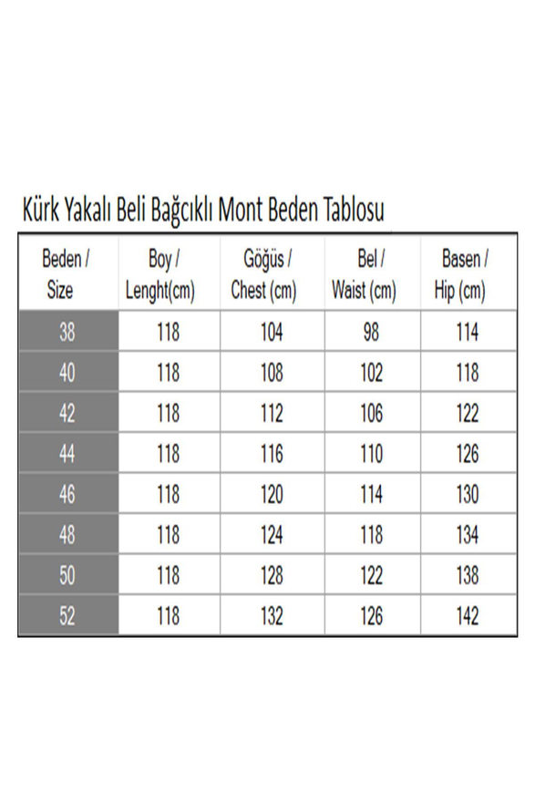 Kürk Yakalı Beli Bağcıklı Mont Taba 19269