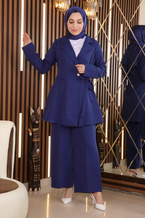 Kuşak Detaylı Takım İndigo MSW19106-2
