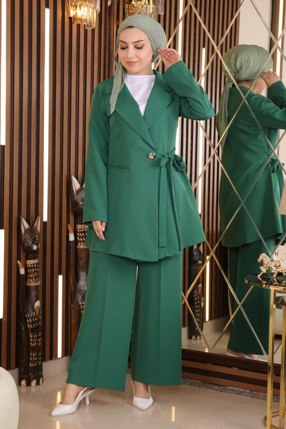 Kuşak Detaylı Takım Zümrüt MSW19106-4