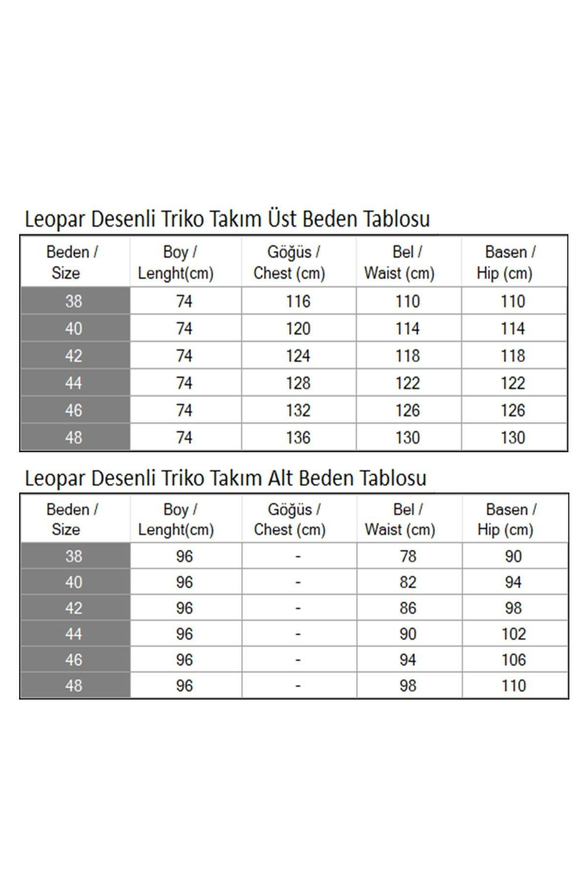 Leopar Desenli Triko Takım Taba 6147