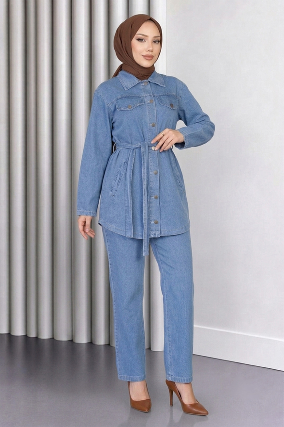 Luna Denim Takım Açık Mavi 19299