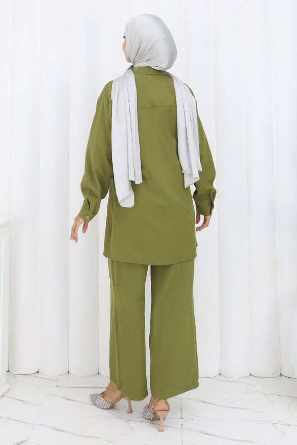 Minimal Taşlı Takım Haki 19367