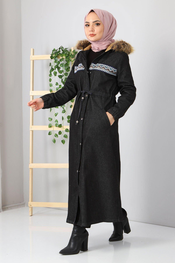 Nakışlı Kot Mont Füme 9492