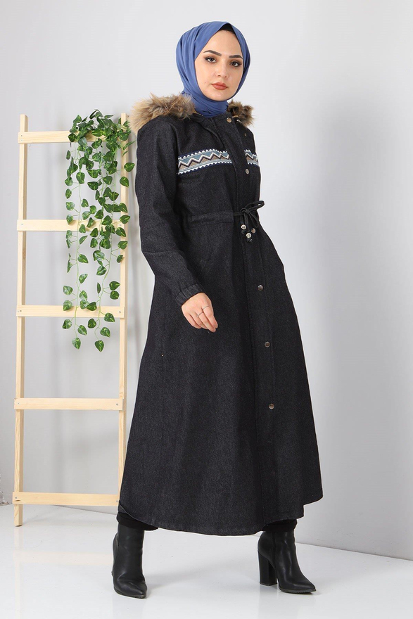 Nakışlı Kot Mont Gri 9492