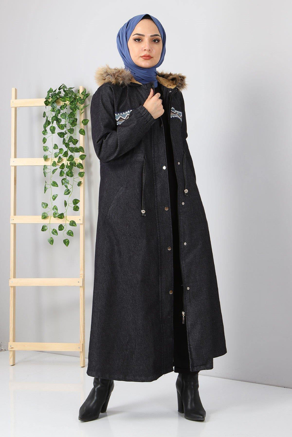 Nakışlı Kot Mont Gri 9492