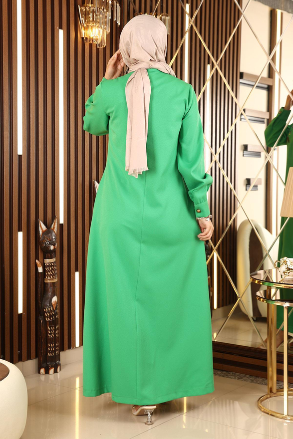 Nakışlı Tesettür Ferace Yeşil 10773