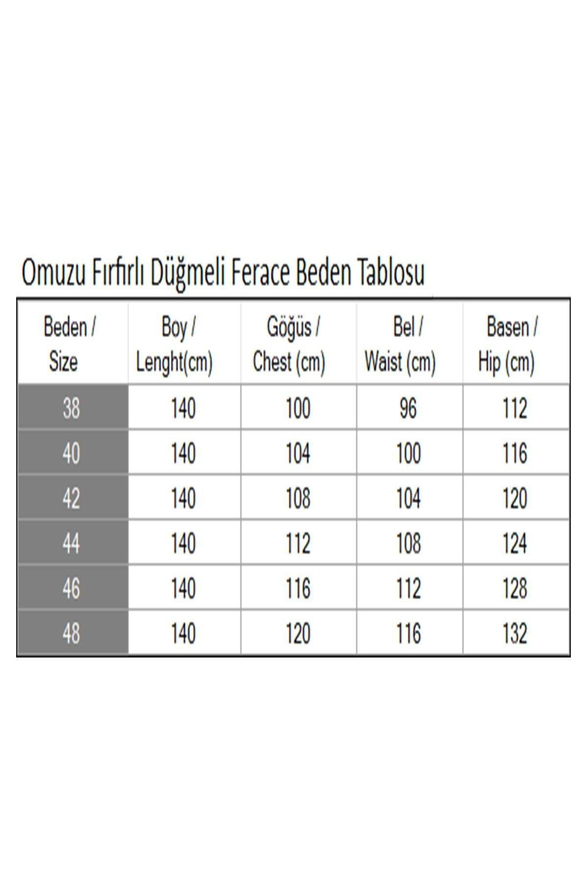 Omuzu Fırfırlı Düğmeli Ferace Koyu Mavi 19204