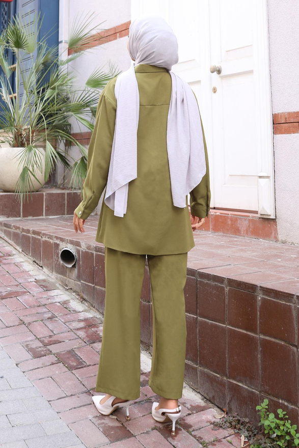 Parıltı Taş Detaylı Takım Haki 19264