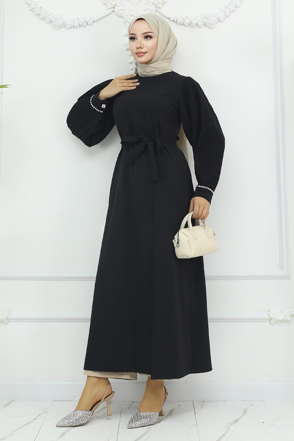 Piliseli Yırtmaçlı Takım Siyah 19239