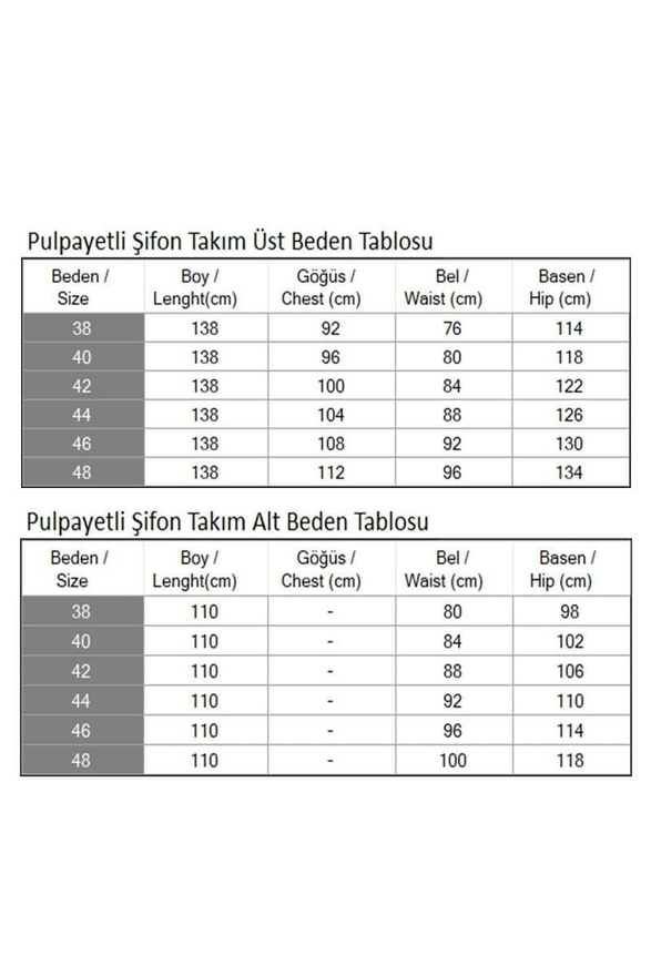 Pulpayetli Şifon Takım Gold MSW19190-4