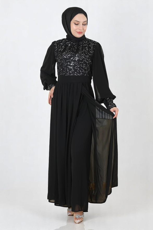 Pulpayetli Şifon Takım Siyah 19190