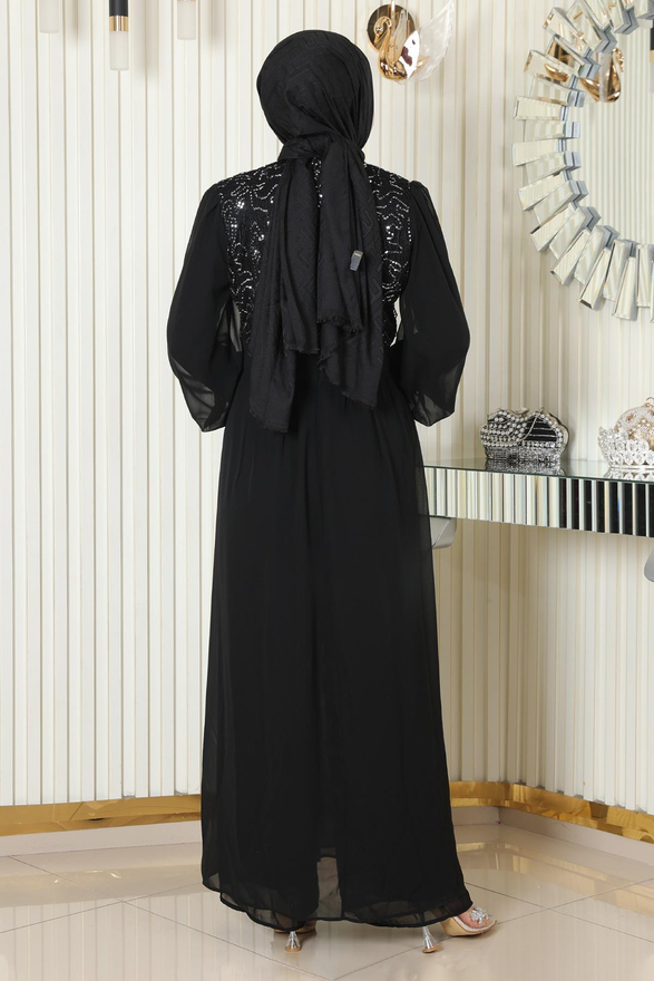 Pulpayetli Şifon Takım Siyah MSW19190-1