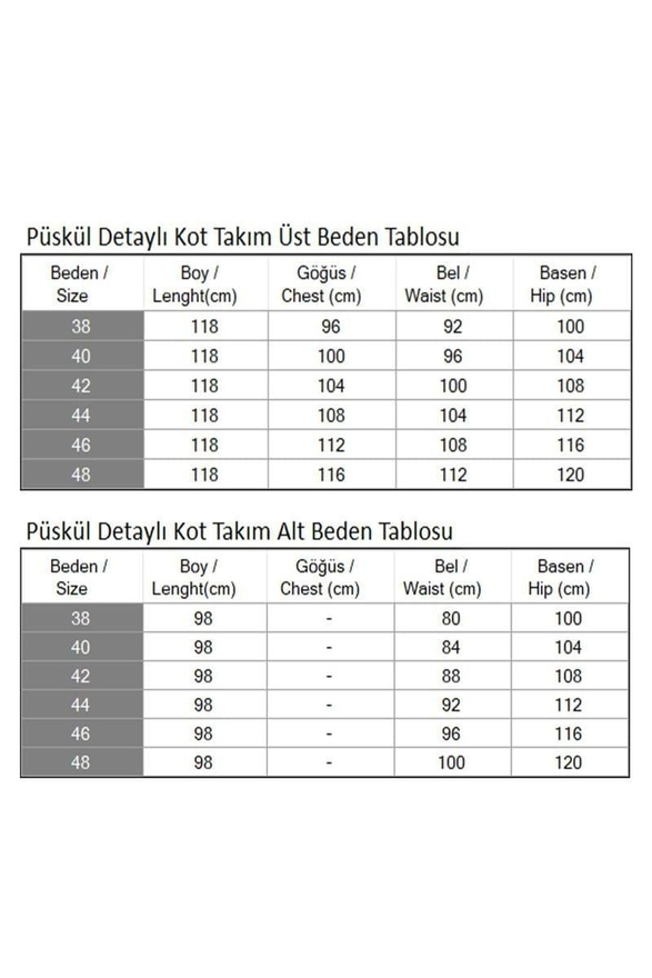 Püskül Detaylı Kot Takım Koyu Mavi 19243