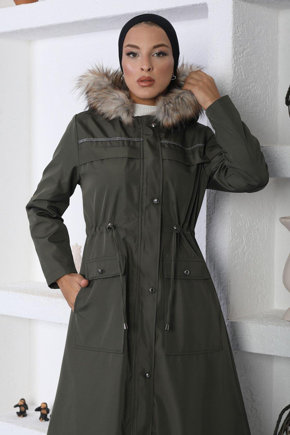 Şerit Detaylı Mont Haki 10360