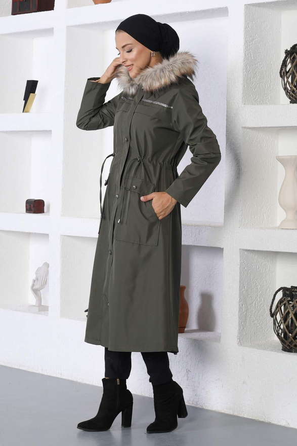 Şerit Detaylı Mont Haki 10360