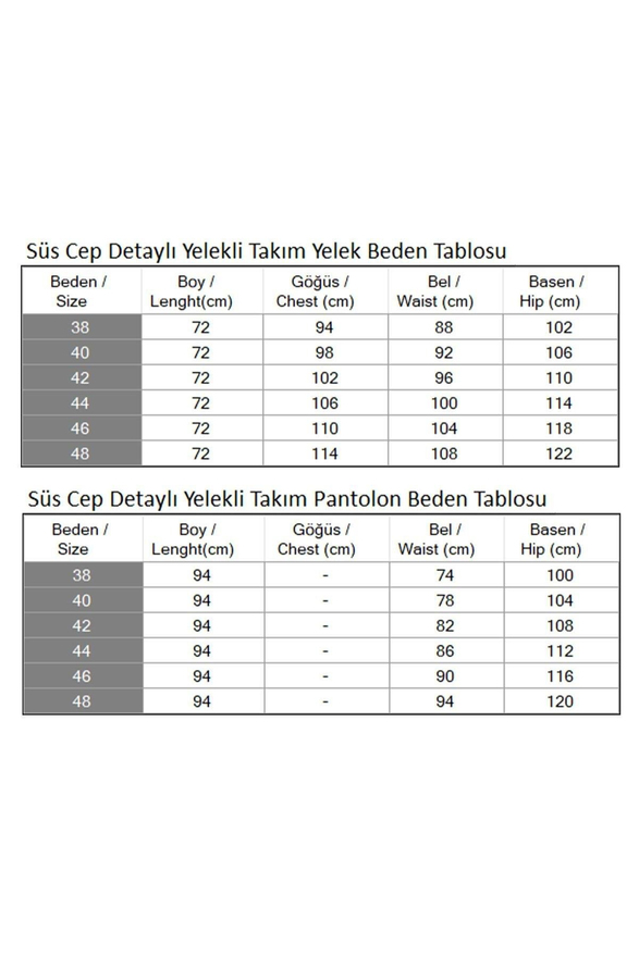 Süs Cep Detaylı Yelekli Takım Gül Kurusu MSW19249-3