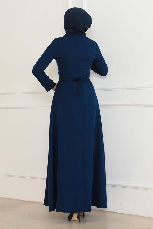 Taş Detaylı Elbise İndigo 6133