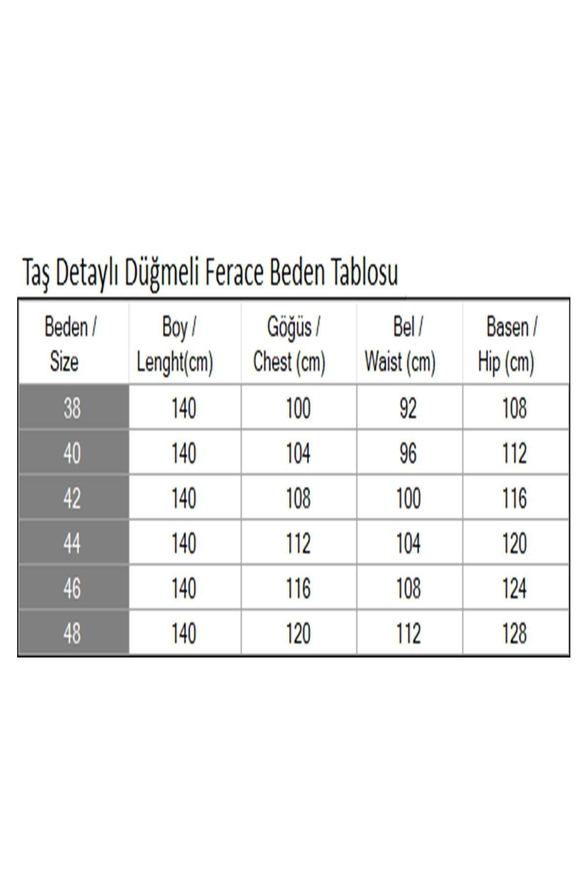 Taş Detaylı Fermuarlı Ferace Siyah 19208